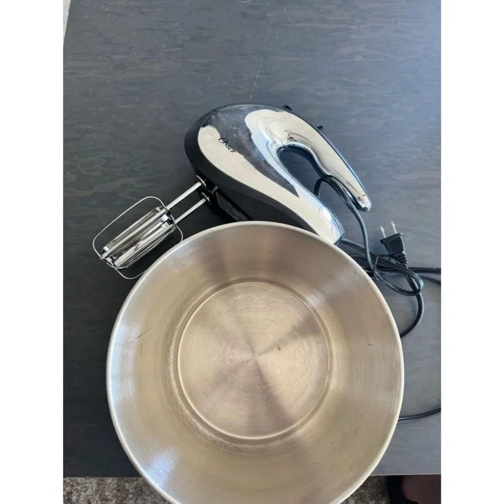 Oster Silver and Black Hand Mixer with Stainless Bowl